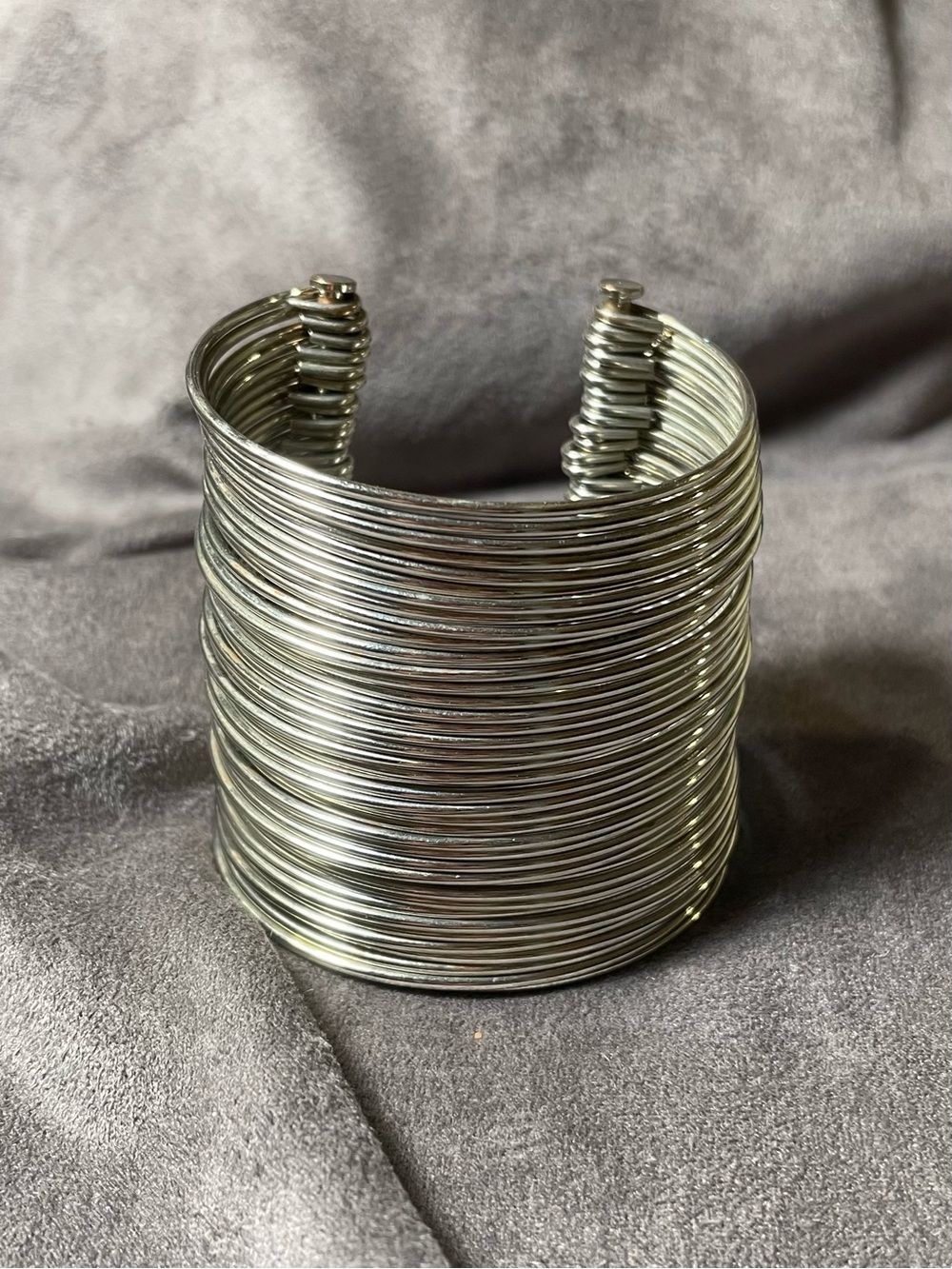 Wide Multi-Strand Stacked Metal Cuff Bracelet